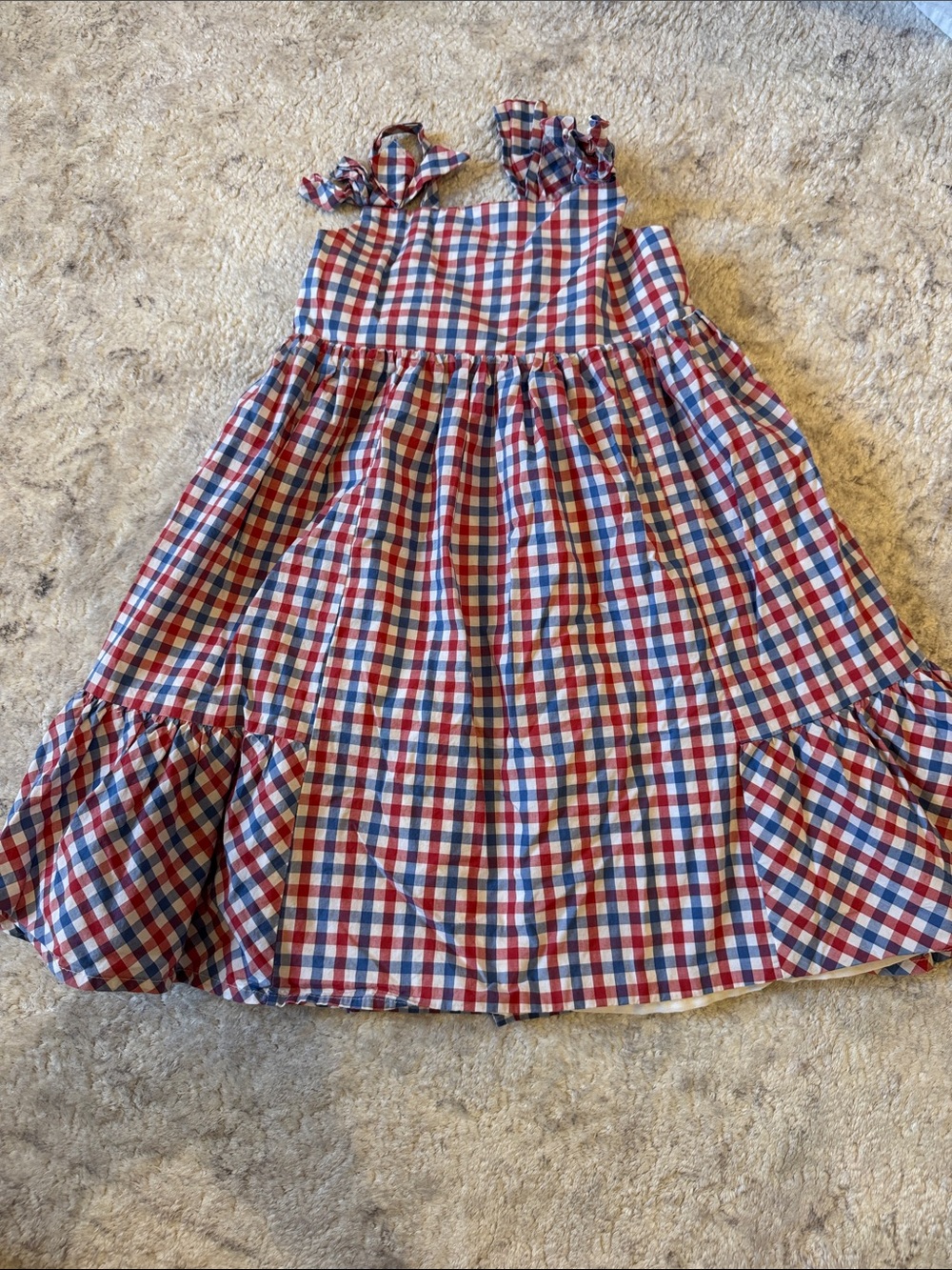 Tahari Girls Red, White & Blue Gingham Sundress US 6